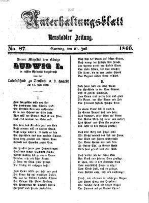 Neustadter Zeitung. Unterhaltungsblatt der Neustadter Zeitung (Neustadter Zeitung) Samstag 21. Juli 1860