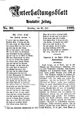 Neustadter Zeitung. Unterhaltungsblatt der Neustadter Zeitung (Neustadter Zeitung) Samstag 28. Juli 1860