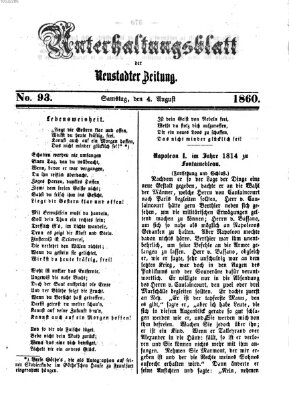 Neustadter Zeitung. Unterhaltungsblatt der Neustadter Zeitung (Neustadter Zeitung) Samstag 4. August 1860