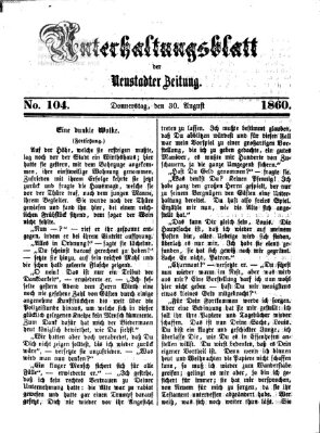 Neustadter Zeitung. Unterhaltungsblatt der Neustadter Zeitung (Neustadter Zeitung) Donnerstag 30. August 1860