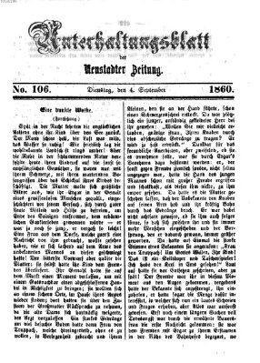 Neustadter Zeitung. Unterhaltungsblatt der Neustadter Zeitung (Neustadter Zeitung) Dienstag 4. September 1860