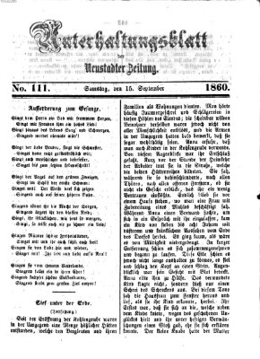 Neustadter Zeitung. Unterhaltungsblatt der Neustadter Zeitung (Neustadter Zeitung) Samstag 15. September 1860