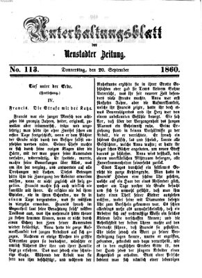 Neustadter Zeitung. Unterhaltungsblatt der Neustadter Zeitung (Neustadter Zeitung) Donnerstag 20. September 1860