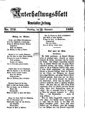 Neustadter Zeitung. Unterhaltungsblatt der Neustadter Zeitung (Neustadter Zeitung) Samstag 22. September 1860