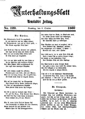 Neustadter Zeitung. Unterhaltungsblatt der Neustadter Zeitung (Neustadter Zeitung) Samstag 6. Oktober 1860