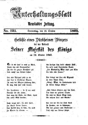 Neustadter Zeitung. Unterhaltungsblatt der Neustadter Zeitung (Neustadter Zeitung) Donnerstag 18. Oktober 1860