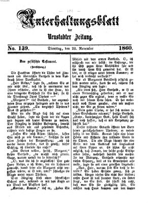 Neustadter Zeitung. Unterhaltungsblatt der Neustadter Zeitung (Neustadter Zeitung) Dienstag 20. November 1860