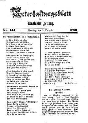 Neustadter Zeitung. Unterhaltungsblatt der Neustadter Zeitung (Neustadter Zeitung) Samstag 1. Dezember 1860