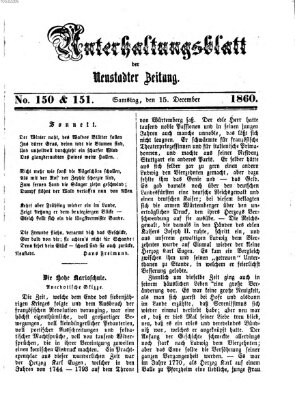 Neustadter Zeitung. Unterhaltungsblatt der Neustadter Zeitung (Neustadter Zeitung) Samstag 15. Dezember 1860