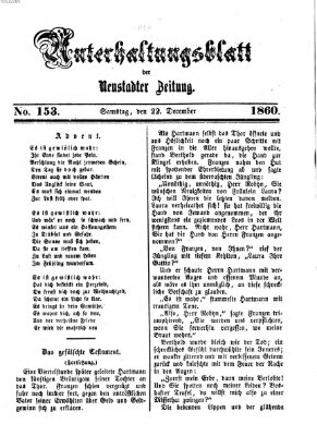 Neustadter Zeitung. Unterhaltungsblatt der Neustadter Zeitung (Neustadter Zeitung) Samstag 22. Dezember 1860