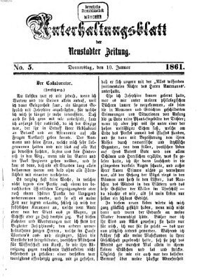 Neustadter Zeitung. Unterhaltungsblatt der Neustadter Zeitung (Neustadter Zeitung) Donnerstag 10. Januar 1861