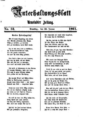 Neustadter Zeitung. Unterhaltungsblatt der Neustadter Zeitung (Neustadter Zeitung) Samstag 26. Januar 1861