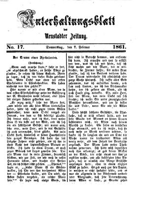 Neustadter Zeitung. Unterhaltungsblatt der Neustadter Zeitung (Neustadter Zeitung) Donnerstag 7. Februar 1861