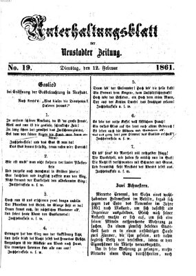 Neustadter Zeitung. Unterhaltungsblatt der Neustadter Zeitung (Neustadter Zeitung) Dienstag 12. Februar 1861