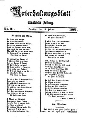 Neustadter Zeitung. Unterhaltungsblatt der Neustadter Zeitung (Neustadter Zeitung) Samstag 16. Februar 1861