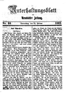 Neustadter Zeitung. Unterhaltungsblatt der Neustadter Zeitung (Neustadter Zeitung) Donnerstag 21. Februar 1861