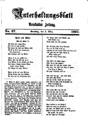 Neustadter Zeitung. Unterhaltungsblatt der Neustadter Zeitung (Neustadter Zeitung) Samstag 2. März 1861