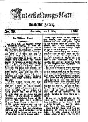 Neustadter Zeitung. Unterhaltungsblatt der Neustadter Zeitung (Neustadter Zeitung) Donnerstag 7. März 1861