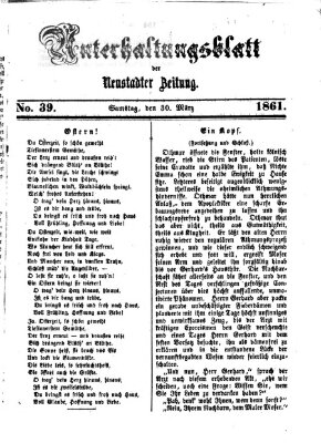 Neustadter Zeitung. Unterhaltungsblatt der Neustadter Zeitung (Neustadter Zeitung) Samstag 30. März 1861