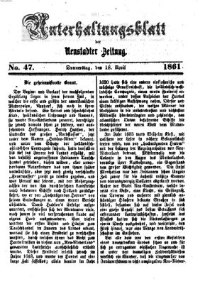 Neustadter Zeitung. Unterhaltungsblatt der Neustadter Zeitung (Neustadter Zeitung) Donnerstag 18. April 1861