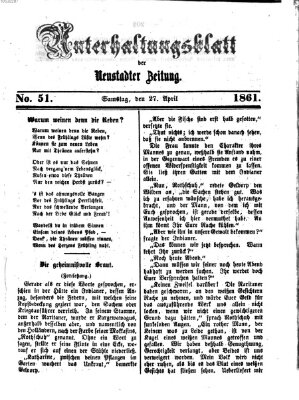 Neustadter Zeitung. Unterhaltungsblatt der Neustadter Zeitung (Neustadter Zeitung) Samstag 27. April 1861