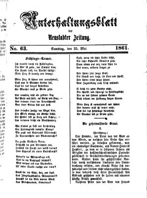 Neustadter Zeitung. Unterhaltungsblatt der Neustadter Zeitung (Neustadter Zeitung) Samstag 25. Mai 1861