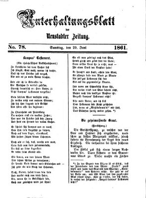 Neustadter Zeitung. Unterhaltungsblatt der Neustadter Zeitung (Neustadter Zeitung) Samstag 29. Juni 1861