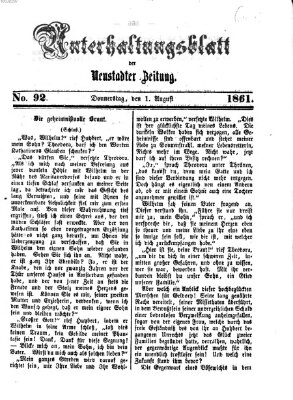 Neustadter Zeitung. Unterhaltungsblatt der Neustadter Zeitung (Neustadter Zeitung) Donnerstag 1. August 1861