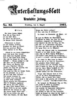 Neustadter Zeitung. Unterhaltungsblatt der Neustadter Zeitung (Neustadter Zeitung) Samstag 3. August 1861