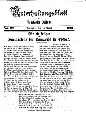 Neustadter Zeitung. Unterhaltungsblatt der Neustadter Zeitung (Neustadter Zeitung) Donnerstag 15. August 1861