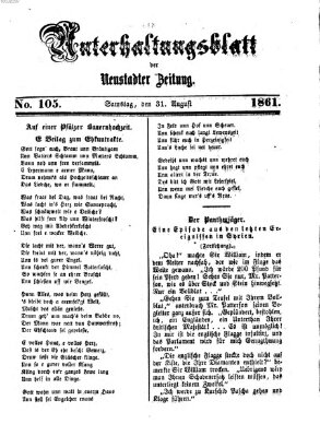 Neustadter Zeitung. Unterhaltungsblatt der Neustadter Zeitung (Neustadter Zeitung) Samstag 31. August 1861