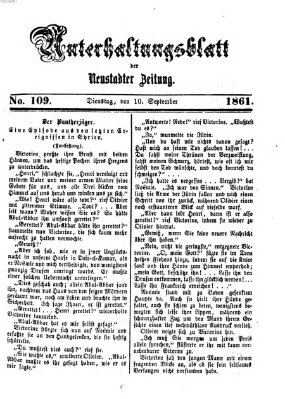 Neustadter Zeitung. Unterhaltungsblatt der Neustadter Zeitung (Neustadter Zeitung) Dienstag 10. September 1861