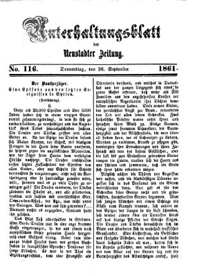 Neustadter Zeitung. Unterhaltungsblatt der Neustadter Zeitung (Neustadter Zeitung) Donnerstag 26. September 1861