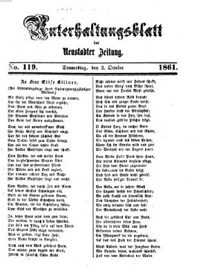 Neustadter Zeitung. Unterhaltungsblatt der Neustadter Zeitung (Neustadter Zeitung) Donnerstag 3. Oktober 1861