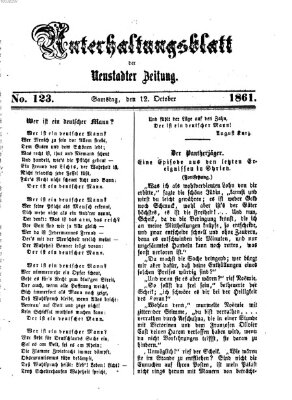 Neustadter Zeitung. Unterhaltungsblatt der Neustadter Zeitung (Neustadter Zeitung) Samstag 12. Oktober 1861