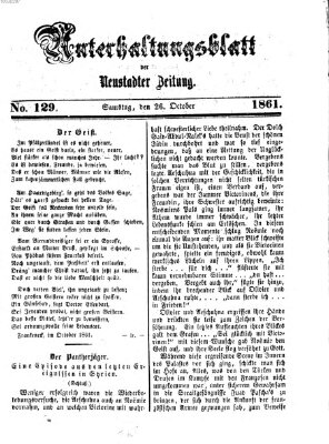 Neustadter Zeitung. Unterhaltungsblatt der Neustadter Zeitung (Neustadter Zeitung) Samstag 26. Oktober 1861