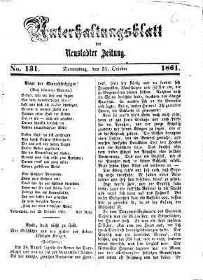 Neustadter Zeitung. Unterhaltungsblatt der Neustadter Zeitung (Neustadter Zeitung) Donnerstag 31. Oktober 1861