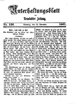 Neustadter Zeitung. Unterhaltungsblatt der Neustadter Zeitung (Neustadter Zeitung) Dienstag 12. November 1861