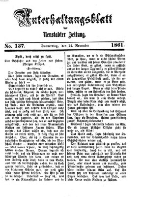 Neustadter Zeitung. Unterhaltungsblatt der Neustadter Zeitung (Neustadter Zeitung) Donnerstag 14. November 1861