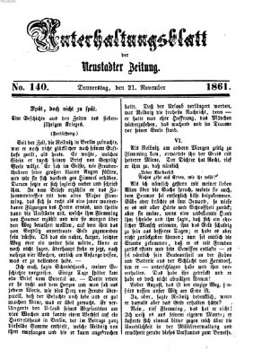 Neustadter Zeitung. Unterhaltungsblatt der Neustadter Zeitung (Neustadter Zeitung) Donnerstag 21. November 1861