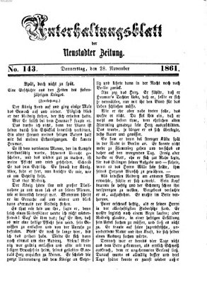 Neustadter Zeitung. Unterhaltungsblatt der Neustadter Zeitung (Neustadter Zeitung) Donnerstag 28. November 1861