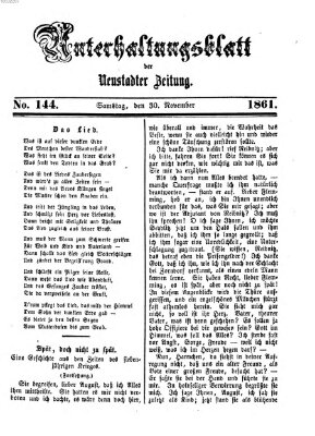 Neustadter Zeitung. Unterhaltungsblatt der Neustadter Zeitung (Neustadter Zeitung) Samstag 30. November 1861