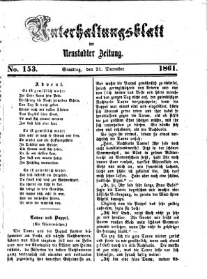 Neustadter Zeitung. Unterhaltungsblatt der Neustadter Zeitung (Neustadter Zeitung) Samstag 21. Dezember 1861