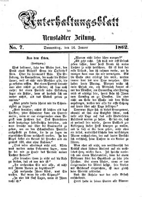 Neustadter Zeitung. Unterhaltungsblatt der Neustadter Zeitung (Neustadter Zeitung) Donnerstag 16. Januar 1862