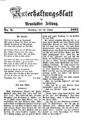 Neustadter Zeitung. Unterhaltungsblatt der Neustadter Zeitung (Neustadter Zeitung) Samstag 18. Januar 1862