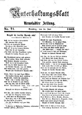 Neustadter Zeitung. Unterhaltungsblatt der Neustadter Zeitung (Neustadter Zeitung) Samstag 14. Juni 1862