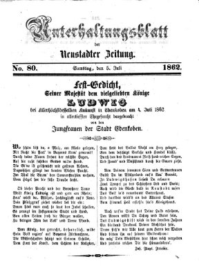 Neustadter Zeitung. Unterhaltungsblatt der Neustadter Zeitung (Neustadter Zeitung) Samstag 5. Juli 1862