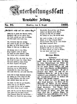 Neustadter Zeitung. Unterhaltungsblatt der Neustadter Zeitung (Neustadter Zeitung) Samstag 9. August 1862