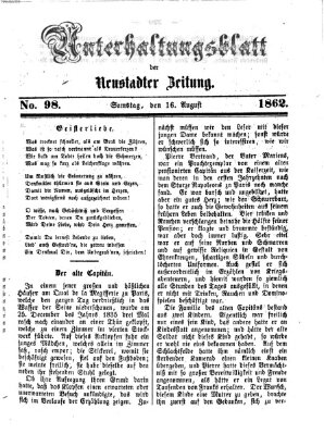 Neustadter Zeitung. Unterhaltungsblatt der Neustadter Zeitung (Neustadter Zeitung) Samstag 16. August 1862