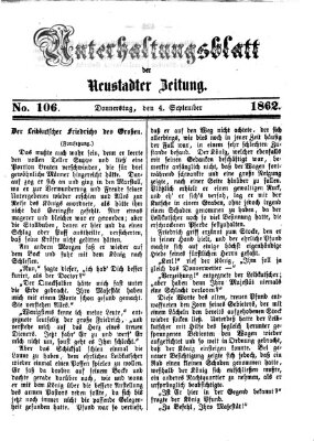 Neustadter Zeitung. Unterhaltungsblatt der Neustadter Zeitung (Neustadter Zeitung) Donnerstag 4. September 1862